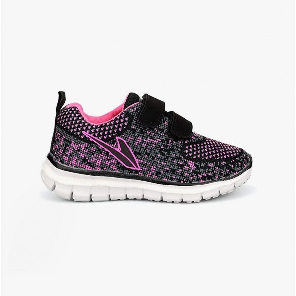 ZAP Girls Touch Fasten Mesh Trainers Black/Fuchsia