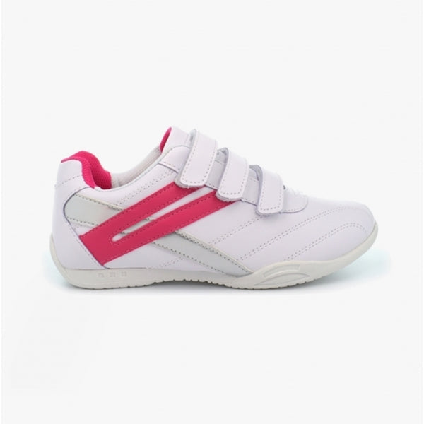 RAVEN Womens Touch Fasten Athletic Trainers White/Fuchsia