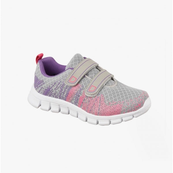 DEK SHARD Girls Mesh Touch Fasten Trainers Grey/Lilac