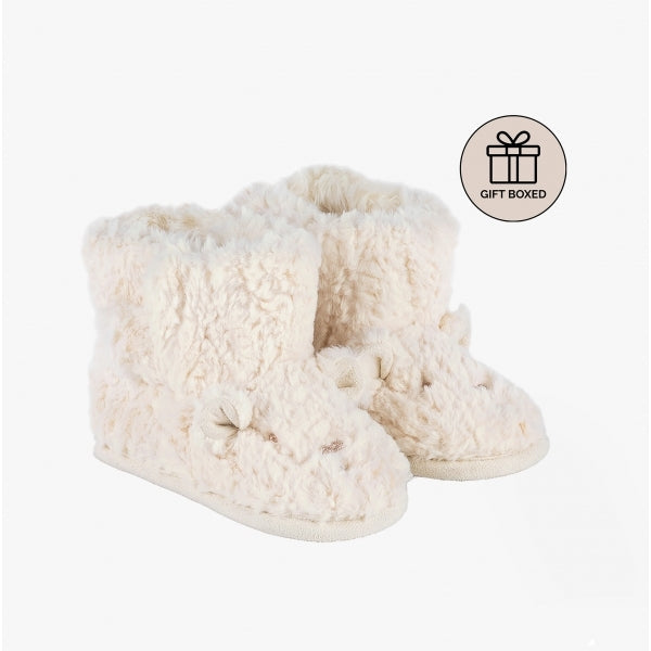 Totes Toasties POLAR BEAR Kids Bootie Slippers Beige