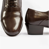 Club Cubano CORDOBA Mens Soft Leather Lace-Up Cuban Heel Oxford Shoes Dark Brown