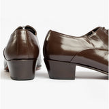 Club Cubano CORDOBA Mens Soft Leather Lace-Up Cuban Heel Oxford Shoes Dark Brown