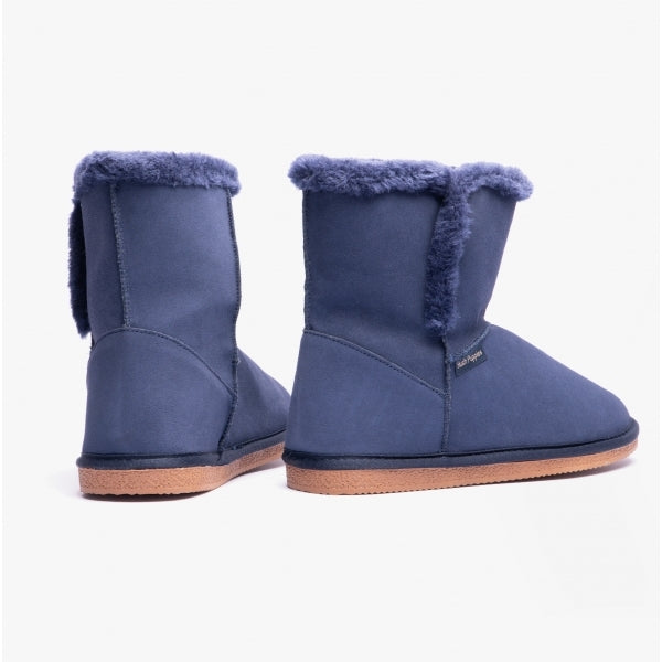 Hush Puppies ASHLEIGH Womens Suede Bootie Slippers Navy