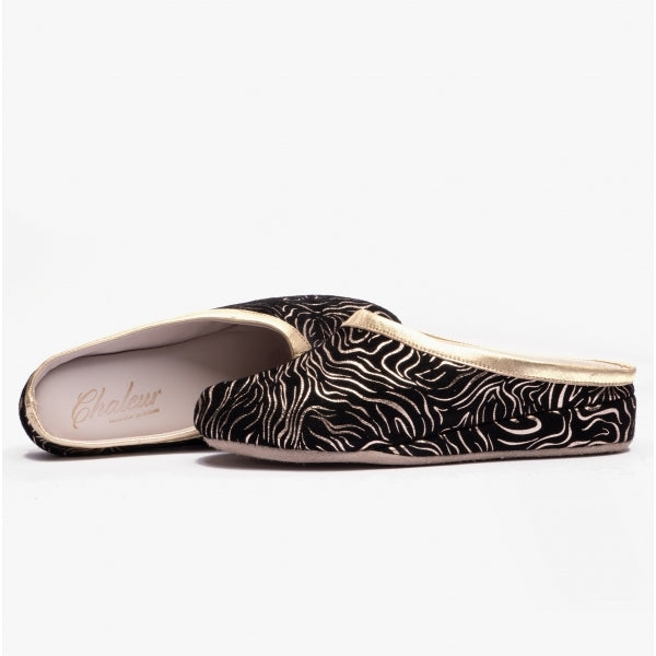 Chaleur SORELLA Womens Mule Slippers Black/Gold