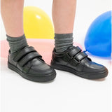 Hush Puppies SANTOS Boys Leather School Shoes Black