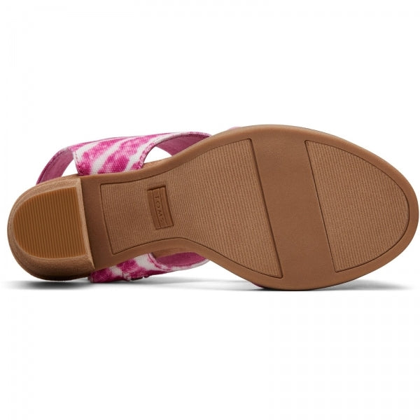 TOMS MAJORCA CUTOUT Womens Heeled Canvas Sandals Pink