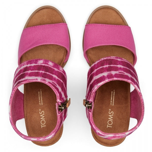 TOMS MAJORCA CUTOUT Womens Heeled Canvas Sandals Pink