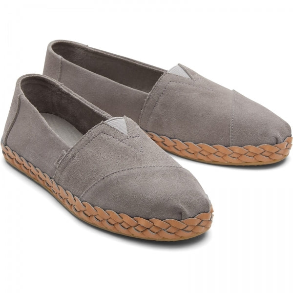 TOMS ALPARGATA LEATHER WRAP Womens Slip-On Textile Trainers Grey