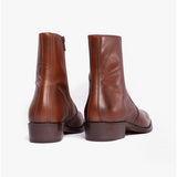 Club Cubano ARNO Mens Leather Cuban Heel Boots Cognac