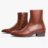 Club Cubano ARNO Mens Leather Cuban Heel Boots Cognac
