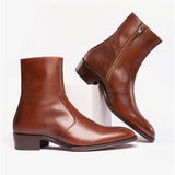 Club Cubano ARNO Mens Leather Cuban Heel Boots Cognac