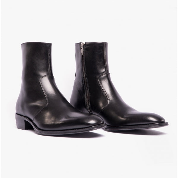 Club Cubano ARNO Mens Leather Cuban Heel Boots Black