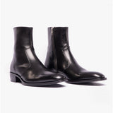 Club Cubano ARNO Mens Leather Cuban Heel Boots Black