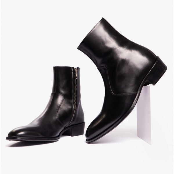 Club Cubano ARNO Mens Leather Cuban Heel Boots Black