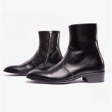 Club Cubano ARNO Mens Leather Cuban Heel Boots Black