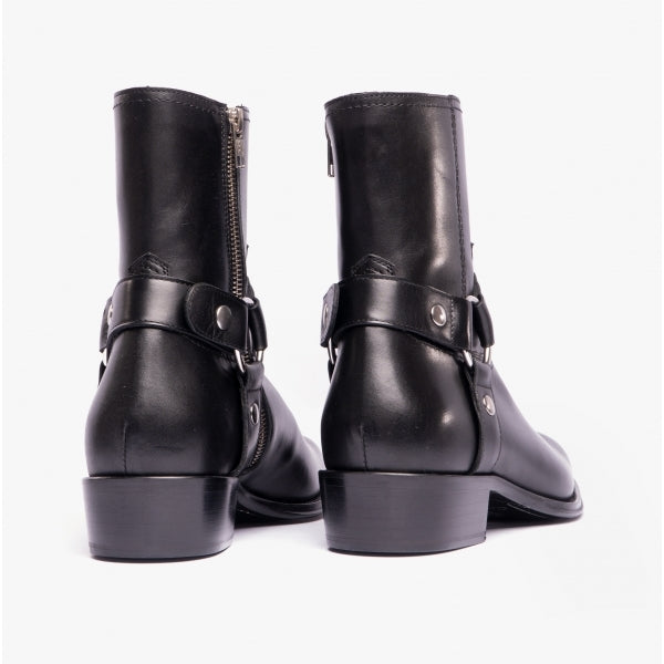 Club Cubano TICINO Mens Leather Cuban Heel Boots Black