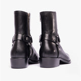 Club Cubano TICINO Mens Leather Cuban Heel Boots Black