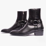 Club Cubano TICINO Mens Leather Cuban Heel Boots Black