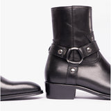 Club Cubano TICINO Mens Leather Cuban Heel Boots Black