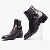 Club Cubano LAMBRO Mens Leather Cuban Heel Boots Black