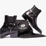 Club Cubano LAMBRO Mens Leather Cuban Heel Boots Black