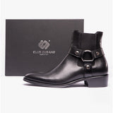 Club Cubano LAMBRO Mens Leather Cuban Heel Boots Black