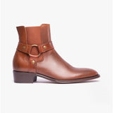 Club Cubano LAMBRO Mens Leather Cuban Heel Boots Cognac