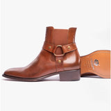 Club Cubano LAMBRO Mens Leather Cuban Heel Boots Cognac