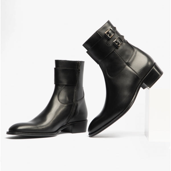 Club Cubano ANFIBIO Mens Leather Cuban Heel Boots Black