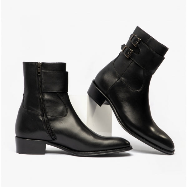 Club Cubano ANFIBIO Mens Leather Cuban Heel Boots Black