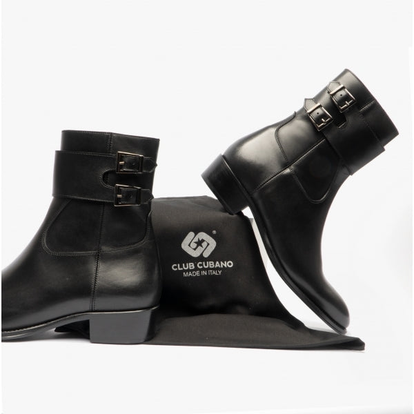 Club Cubano ANFIBIO Mens Leather Cuban Heel Boots Black