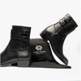 Club Cubano ANFIBIO Mens Leather Cuban Heel Boots Black