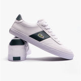 Lacoste COURT MASTER PRO Mens Leather Colour Block Trainers White/Dark Green