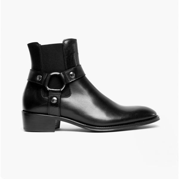 Club Cubano LAMBRO Mens Leather Cuban Heel Boots Black