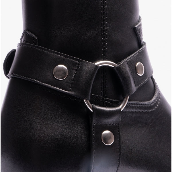 Club Cubano TICINO Mens Leather Cuban Heel Boots Black