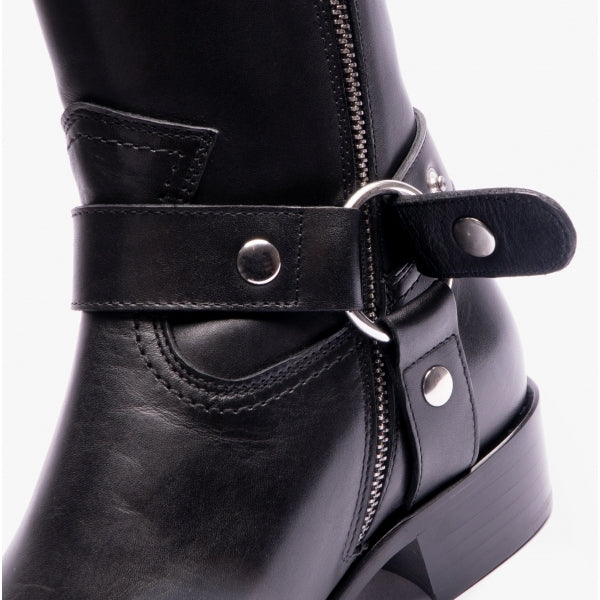 Club Cubano TICINO Mens Leather Cuban Heel Boots Black