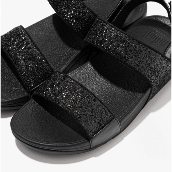 FitFlop LULU GLITTER Womens Back-Strap Sandals Black Glitter