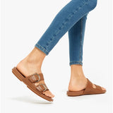 FitFlop GRACIE Womens Strappy Buckle Sliders Light Tan