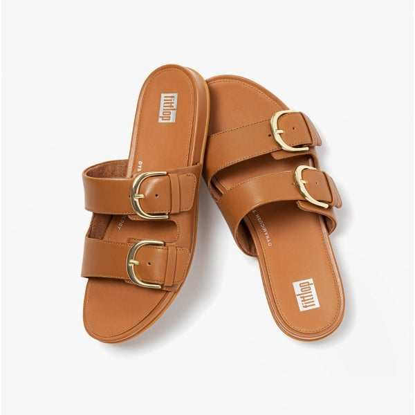 FitFlop GRACIE Womens Strappy Buckle Sliders Light Tan