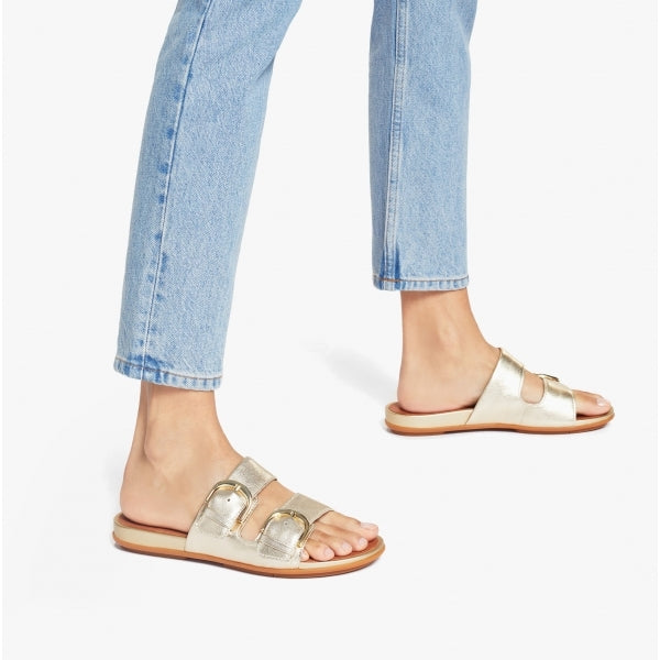 FitFlop GRACIE Womens Strappy Buckle Sliders Platino