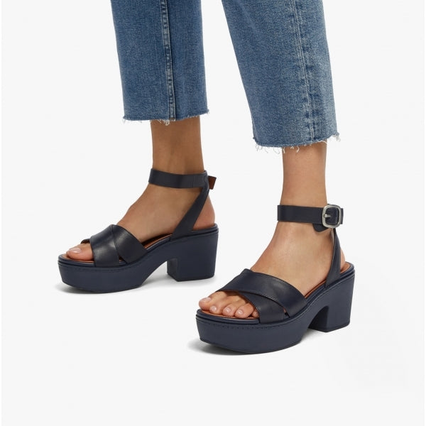 FitFlop PILAR Womens Strappy Platform Sandals Midnight Navy