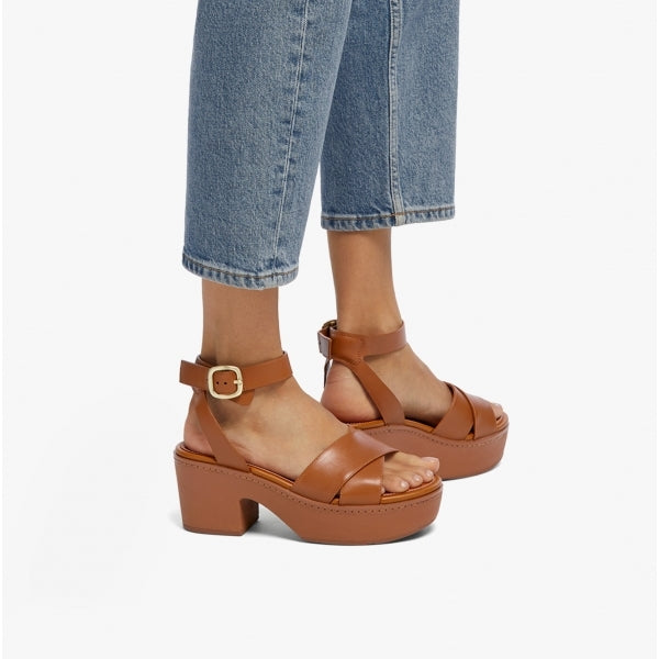 FitFlop PILAR Womens Strappy Platform Sandals Light Tan