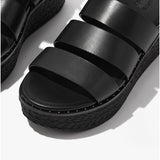 FitFlop ELOISE Womens Espadrille Strappy Wedge Sandals Black