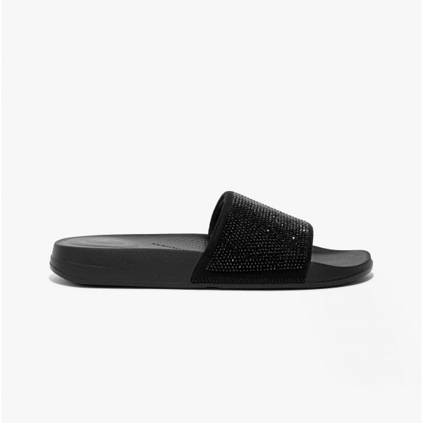FitFlop iQUSHION Womens Embellished Sliders All Black