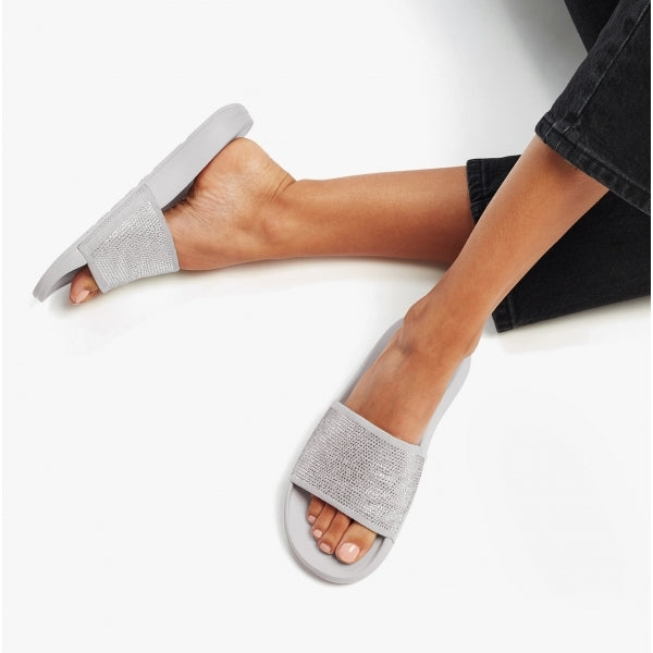 FitFlop iQUSHION Womens Embellished Sliders Soft Grey