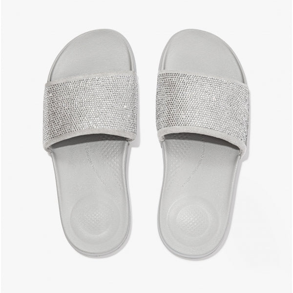FitFlop iQUSHION Womens Embellished Sliders Soft Grey
