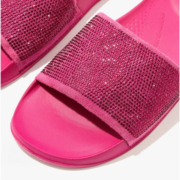 FitFlop iQUSHION Womens Embellished Sliders Fushsia Rose