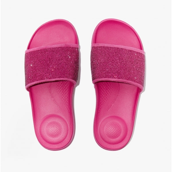FitFlop iQUSHION Womens Embellished Sliders Fushsia Rose