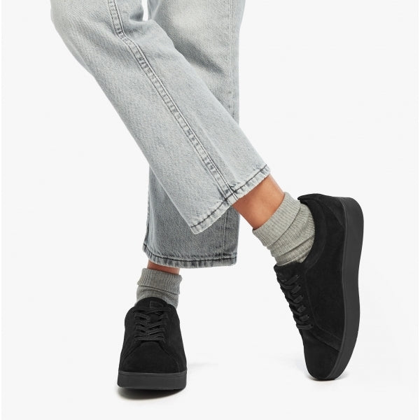 FitFlop RALLY Womens Suede Trainers All Black