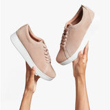 FitFlop RALLY Womens Suede Trainers Beige Buff